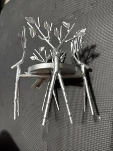 Yankee Candle Silver Reindeer Deer Metal Candle Holder - Picture 1 of 9