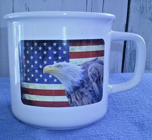 Boston Warehouse Leaf & Bean American Flag Coffee Mug. Large Heavy Mug 16oz - B3 - Picture 1 of 4