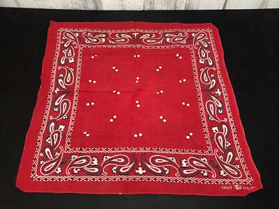 Vintage Elephant Trunk Down Fast Color Bandana Red White Paisley 16” Selvedge - Image 1 of 4