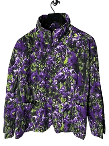 Escada Bigna full zip jacket floral purple women's size 44 NEW NWT - Picture 1 of 9