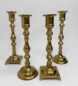 Vier Messing Vintage Kerzenständer 8,5" & 7,5" Made in Japan - Bild 1 von 15