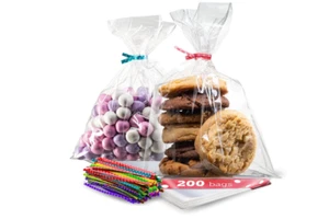 Clear Cellophane Gift Bags Candy Cookie Treat Food Grade Non Toxic Bag 200 Pack - Picture 1 of 8