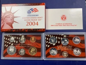2004-S U.S. Silver Proof Set: Complete 11-Coin Set, with Box and COA POSTPAID - Picture 1 of 1