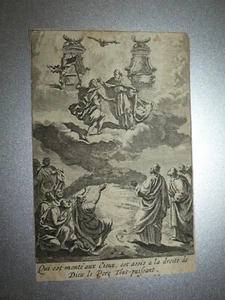 image pieuse XVIIIeme qui est monté aux cieux est assis a la droite de dieu - Picture 1 of 1