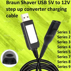 Cable de carga USB 12V cable cargador para Braun Shaver Series 1 2 3 4 5 7 8 9 - Imagen 1 de 5