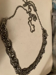 vintage estate SIGNED AEO SILVER TONE CHAIN NECKLACE - Picture 1 of 3