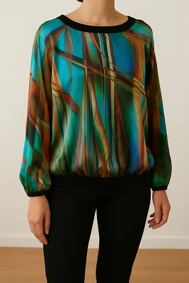 Blouse fluide imprimée multicolore Christine Laure T1 – style chic - Photo 1/4