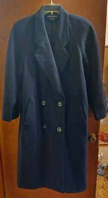 Vintage DONNY BROOK Women's 14 Petite DOUBLE BREASTED Black Peacoat 100% Wool - Image 1 of 4