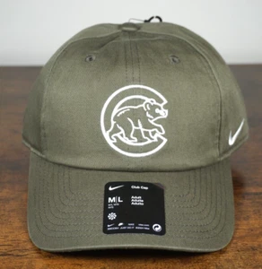 Nike MLB Chicago Cubs Olive Military Green Club Adjustable Dad Cap Hat Size M/L - Picture 1 of 5