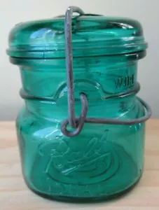 Vintage Kugel Ideal blau grün Glas halbes Pint Drahtglas Bicentennial Eagle 1976 - Bild 1 von 8