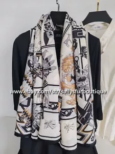 Sallys Jacquard 70% Cashmere 30% Silk Aztec Print Double Face Shawl Scarf 53" - Picture 1 of 11