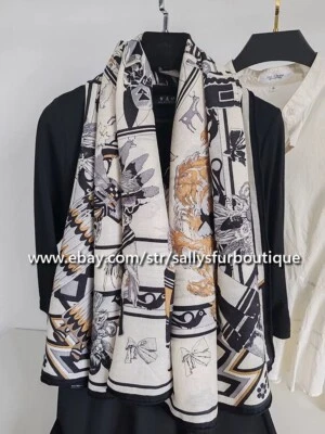 Sallys Jacquard 70% Cashmere 30% Silk Aztec Print Double Face Shawl Scarf 53" - Image 1 of 4
