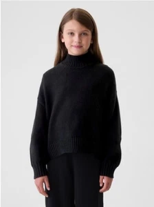 New Gap Kids Girls Black Oversized Sweater Mock Neck Long Sleeve Cotton Sz 8 - Picture 1 of 5