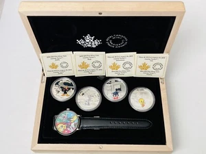 2015 Canada Looney Tunes Silver $20 Colorized 4 Coin & Watch Set Box & COA - Picture 1 of 10
