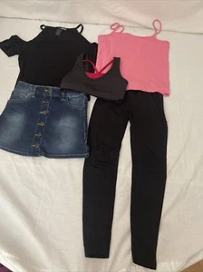 Lot Of 5 Short Sleeved Size 6/6X Girls Tanks cold shoulder skirt, Cat And Jack - Picture 1 of 10