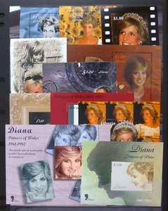 LIBERIA Princess Diana 11 U/M M/Sheets SALE PRICE £10 NH799 - Picture 1 of 1