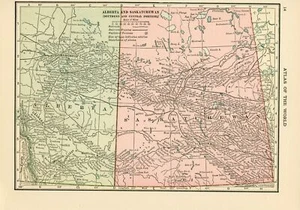1911 Vintage Atlas Map Page (Manitoba on one side and Saskatchewan Alberta on... - Picture 1 of 2