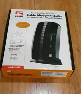 Zoom 8x4 DOCSIS 3.0 343 Mbps Cable Modem/Router Model 5354 W/ Power Adapter - Picture 1 of 6
