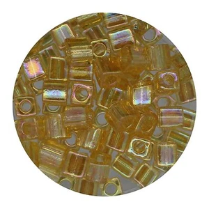 Cuentas cuadradas de vidrio Japón 4 mm cubo Miyuki ámbar transparente ab - Imagen 1 de 2