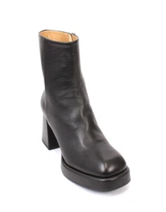 MOT-CLe 2408 Black Leather Platform Zip-Up Heels Ankle Boots 39 / US 9 - Picture 1 of 8