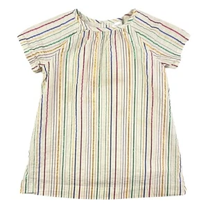 Hanna Andersson Dress Metallic Stripes Size 100 cm Girls US 4 Cotton Lurex Lined - Picture 1 of 5