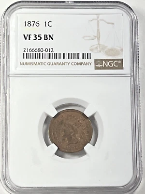 1876 Indian Cent : NGC VF35 - Image 1 of 4