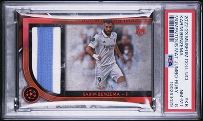 2022-23 Topps Museum UCL Karim Benzema Match Worn Adidas Madrid #/25 PSA 8 *READ - Image 1 of 4