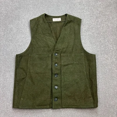 CC Filson Vest Adult Medium Green Mackinaw Waistcoat Style 20 Wool USA Work Men - Image 1 of 4