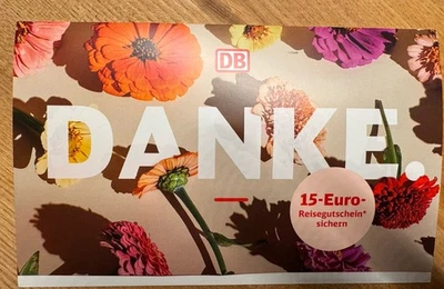 DB Deutsche Bahn Gutschein 15 Euro Gutschein ab MBW 49,99€ € bis zum 15.12.2025 - Bild 1 von 2
