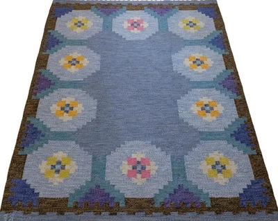 Blue Flat weave Scandinavian Swedish Kilim Rug for Living Room Area Rug Bedroom - Image 1 of 4