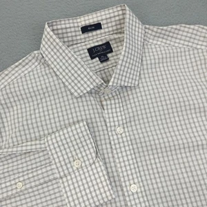 J Crew Camicia Uomo XL Slim Grigio Bianco Plaid Bottoni Flex Antirughe Preppy - Foto 1 di 14