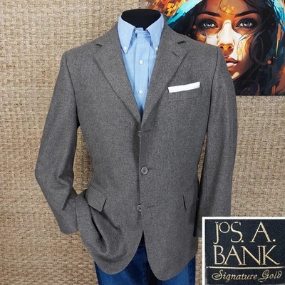 JOS. Blazer de hombre A BANK 42 R tres botones cachemir/lana gris a cuadros abrigo deportivo Foto 1 de 4