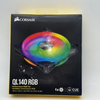 Corsair QL Series, QL140 RGB, 140mm RGB LED Fan, 1pc Black (CO-9050099-WW) NEW - Image 1 of 4