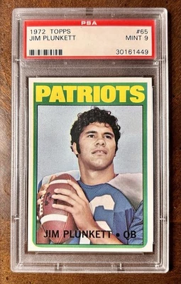 1972 TOPPS FOOTBALL #65 JIM PLUNKETT ROOKIE CARD PSA 9 - Image 1 of 2