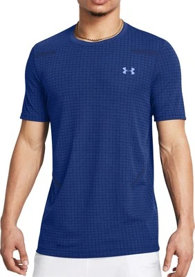 Under Armour Seamless Grid Mens Training Top Blue Short Sleeve Gym T-Shirt - Image 1 of 4