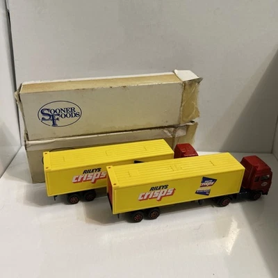 Pair Of Vintage Corgi Sooner Foods Riley’s Crisps Lorry’s And Boxes - Image 1 of 3