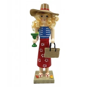 Santa's Workshop Lady at the Beach Wood Christmas Nutcracker 14 Inch Multicolor - Picture 1 of 1