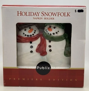 Porta servilletas Publix Holiday Snowfolk muñeco de nieve pareja de Navidad Ltd. Edición - Imagen 1 de 7
