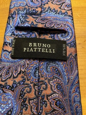 Corbata de cuello Bruno Piattelli para hombre azul y rosa cachemir 100 % seda tejida a mano Foto 1 de 4