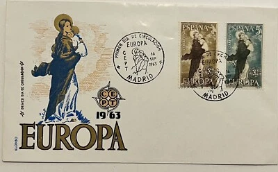 1963 SPAIN COVER CACHETED EUROPA MADONNA COLLECTIVE COVER - Image 1 of 2