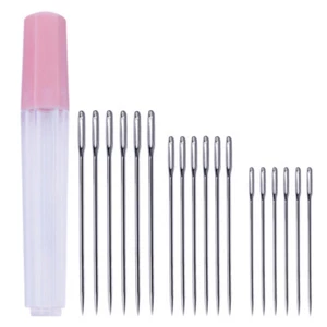 19 piezas agujas puntiagudas de acero inoxidable con agujero grande hágalo usted mismo hilo de acero largo tejer - Imagen 1 de 12