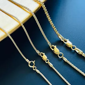 925 Sterling Silver Gold-Plated Diamond Cut Popcorn Chain Necklace Italy - Picture 1 of 9