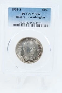 1951-S PCGS MS66 Booker T. Washington Classic Commemorative Half Dollar 50C - Picture 1 of 2