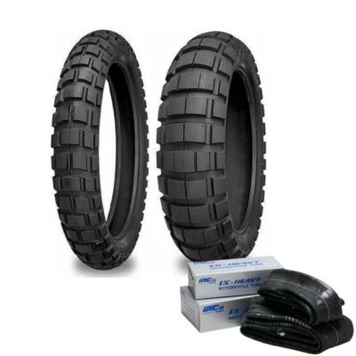 Kit combinado de neumáticos Shinko 804/805 con tubos HD IRC - 90/90-21 y 130/80-17 se adapta a KLR650 Foto 1 de 4