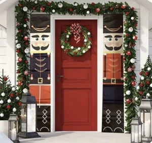 Set (2) Nutcracker Christmas Side Door Flags Flag Banners Outdoor Holiday 71x12 - Picture 1 of 7
