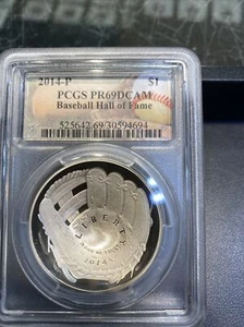 2014 PCGS Proof 69 Deep Cameo Baseball Hall of Fame Silver Dollar, PR 69 DCam - Picture 1 of 4