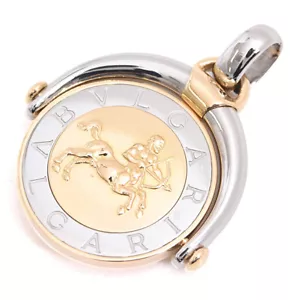 BVLGARI Horoscope Sagitta Pendant Top Charm 18K Yellow Gold 750 & stainless Auth - Picture 1 of 7