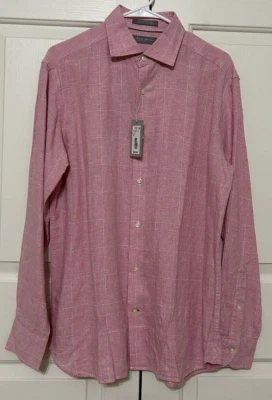 NWT Daniel Cremieux size M pink white button up long sleeve shirt mens $89 - Image 1 of 4