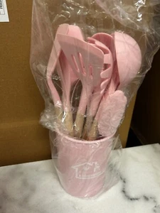 Silicone Kitchen Utensil Set Pink - Picture 1 of 11