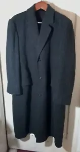 London Fog Men's Wool Black Long Winter Overcoat Single Breasted Sz.44L - Picture 1 of 19